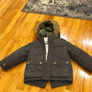 Carters Toddler Boy Grey Fur Winter Jacket